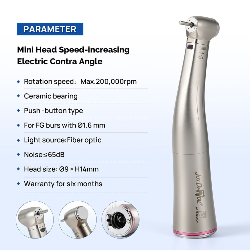Dental 1:5 Increasing Electric LED Contra Angle Handpiece Mini Head 4 Spray USA