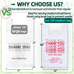 Medium Size 100 Count Plastic Bags with Handles, T-Shirt Bags, Thank You bags, S