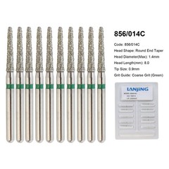 Dental Diamond Burs FG Round End Taper Super Coarse Fine Grit High Speed 856 850