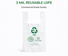 Extra Heavy Duty White 1/6 21 x 6.5 x 11.5 3.0 mil T-Shirt Plastic Grocery Bags