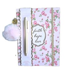 NWT Faith Hope Love Prayer Journal Reflection Notebook Lined With Pen and Charms