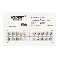AZDENT Dental Orthodontic Brackets Braces Standard Roth .022 Hooks 3-4-5