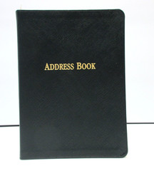 Address Book w Tabs Desk Size 5×7 Leather Softcover Graphic Image BLACK Saffiano