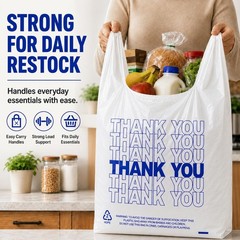 YoYoRain 500 Count Plastic T-Shirt Bags, 11″ x 6″ x 21″, White, Grocery & Tak…