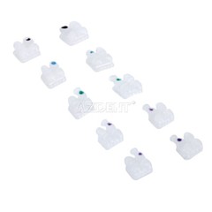 AZDENT Dental Orthodontic Ceramic Brackets 5*5 Roth MBT 022 Hooks 345 20Pcs/pack