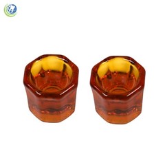 2 X GLASS DAPPEN DISH HONEY BROWN ACRYLIC LIQUID CONTAINER DENTAL COSMETOLOGY