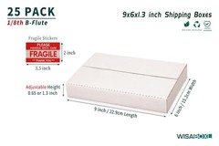 9x6x1.3 inch Shipping Boxes, Easy-Fold Multi-Depth DVD Mailer Box with Fragil…