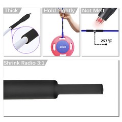 BLACK φ 6.4mm 1/4″ Heat Shrink Tubing Dual Wall 3:1 Marine Adhesive Glue Lined