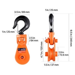 2 Ton Snatch Block with Swivel Hook 3″ Sheave 3/8″ Wire Rope Wrecker Rollback