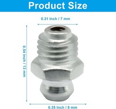 25 Pcs M8 Straight Hydraulic Grease Fitting Kit – 8mm x 1mm Zerk Nipple
