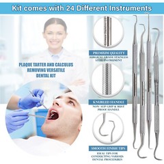 GERMAN 24x Dental Tools Set Dentist Teeth Clean Plaque&tarter Remove Probe Picks
