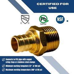 25 PCS. 3/4″ PEX X 3/4″ MALE NPT THREADED ADAPTER BRASS CRIMP FITTING LEAD FREE