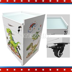 5-Drawer Cartoon Trolley Cart Acrylic Acrylic Mobile Wooden Cabinet Rolling Cart