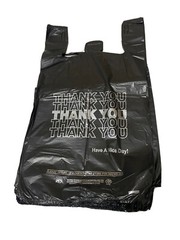 Bags 1/6 Black 21 x 6.5 x 11.5 “Thank You” T-Shirt Plastic Grocery Shopping Bags