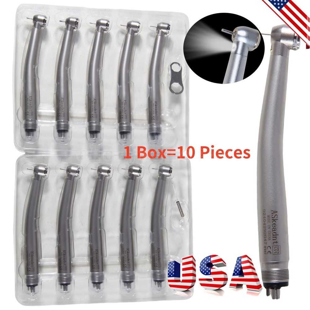 10 ASkeadnt NEW Dental High Speed HANDPIECES Fast Turbine Push Button 4-H