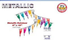 Metallic Pennant Flag Streamers Multi Color 60 Feet High Quality -40 Per String