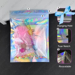 Smell Proof Mylar Holographic Bags Foil Pouch Resealable Clear Zip Food Storage