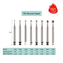 Dental Round Latch Carbide Bur RA 1 2 3 4 5 6 7 8 Midwest For Slow Speed SQ