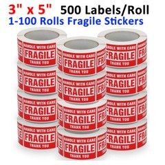 3″ x 5″ Fragile Stickers Fragile Labels Handle with Care Self Adhesive 500/Roll