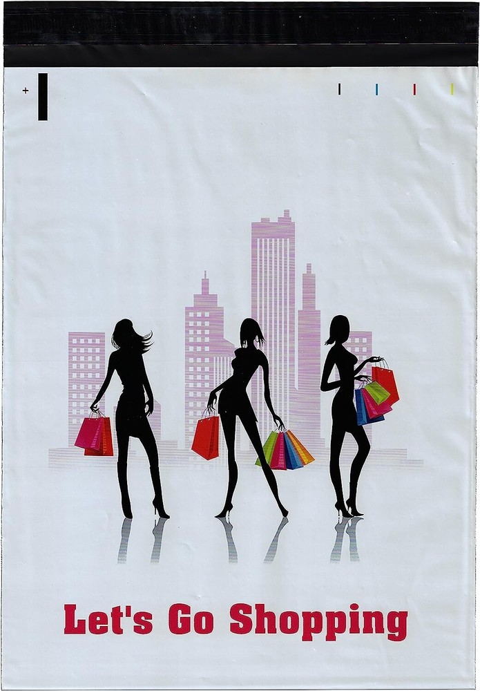 100 10×13 Lets Go Shopping Designer Poly Mailers Envelopes Boutique Custom Bags