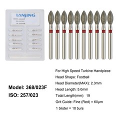 Dental Diamond Football Bur Burs FG Fine Coarse High Speed Friction Grip 379 368