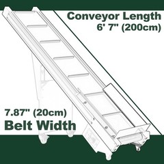 78″L Electric Incline Conveyor Machine, Max. 54.3″H Lift, 7.87″W Rubber PVC Belt