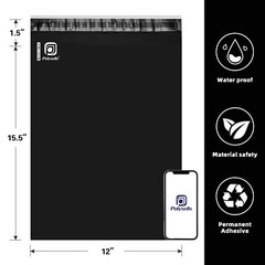 1000 12×15.5 Poly Mailer Self Sealing Shipping Mailer Bags Black POLYSELLS