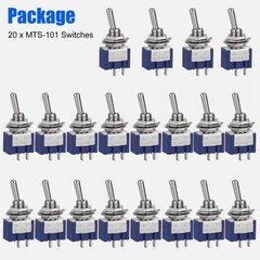 20Pcs MTS-101 2 Position Toggle Switch Kit 2 Pin SPST ON-OFF 6A 125VAC US Stock