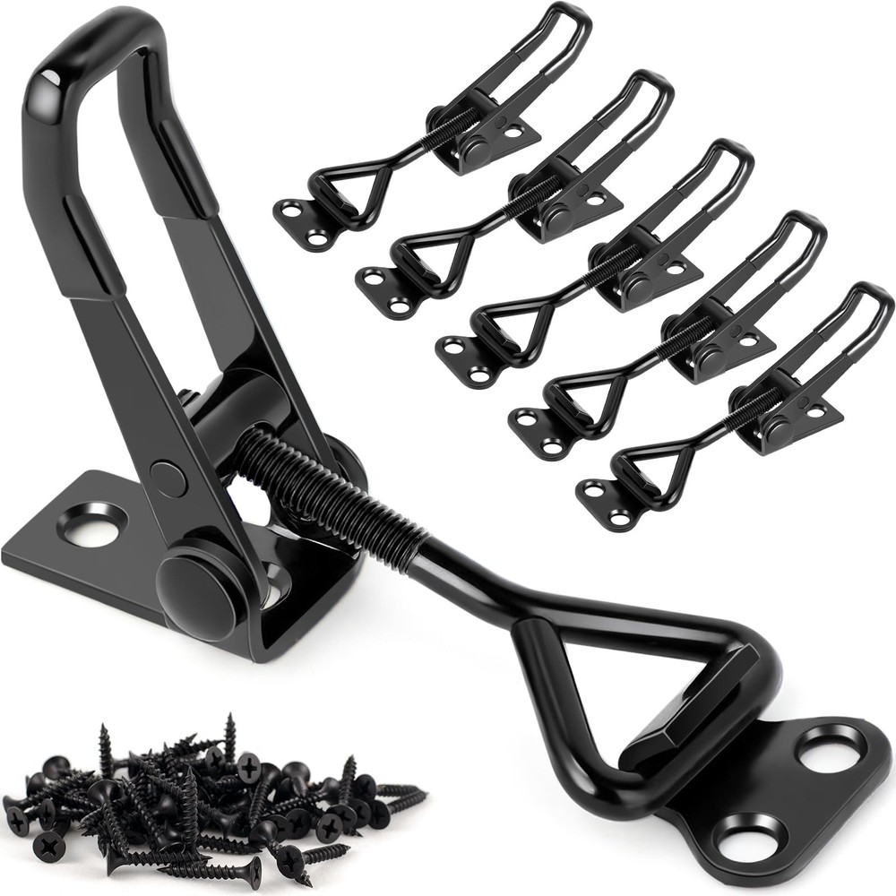 6 Pack Adjustable Toggle Latches 330Lbs HeavyDuty Black Metal for Smoker Door T