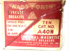 Wadsworth A40N A140 40 Amp 1 Pole 1P Type A Metal Foot Breaker A140N NEW!