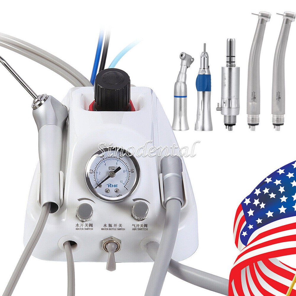 NSK Style Dental High Low Speed Handpiece 4Holes Kit/ Portable Air Turbine Unit