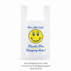 Bags 1/6 21 x 6.5 x 11.5 Heavy Duty .71 Mil White American Flag T-Shirt Plastic