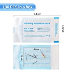 3.5 X 6.5 Self Sterilization Pouches for Dental Offices, 100 Pcs Self Seal St…