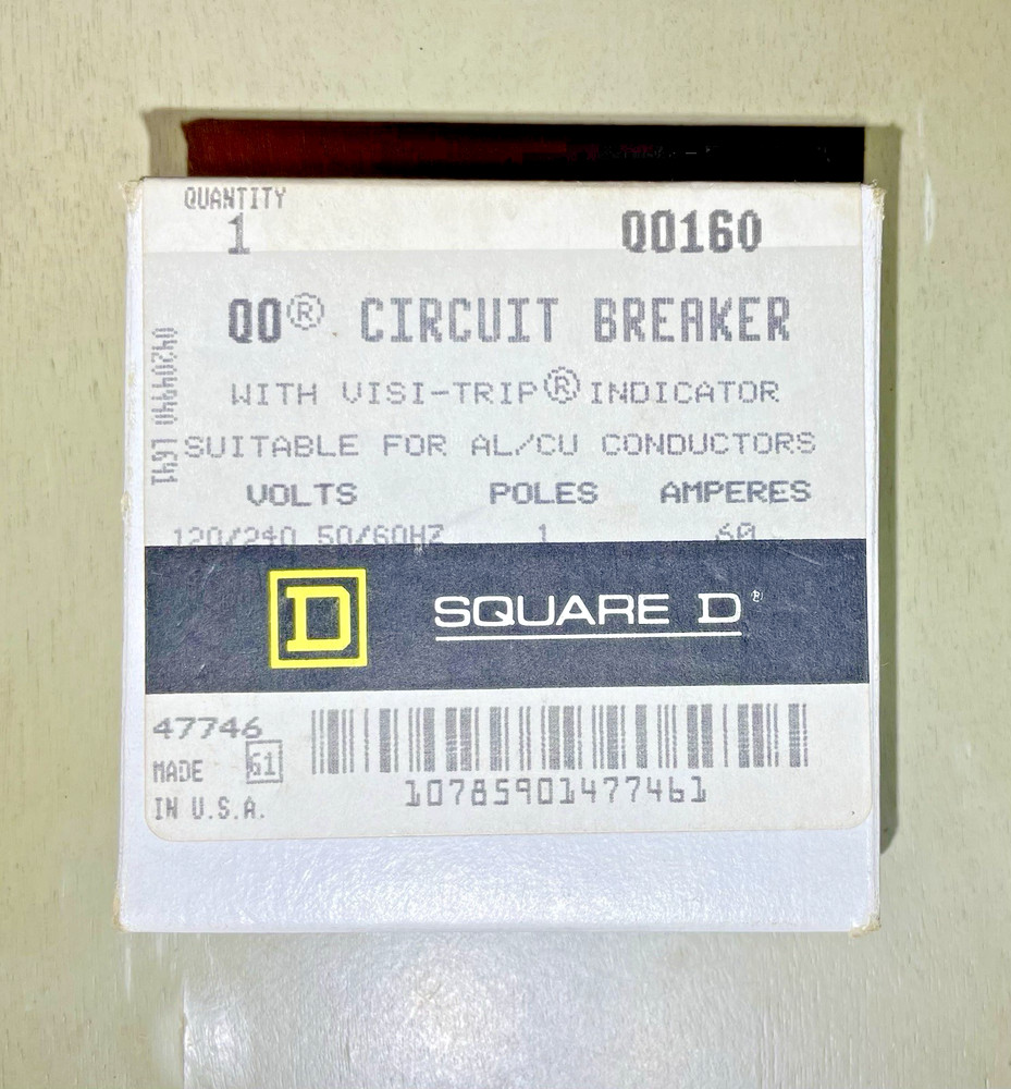 Square D QO160 Miniature Circuit Breaker 60 A, 1 Pole, New **FREE SHIPPING