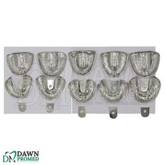 10 Pcs Perforated Metal Dental Impression Trays Set Edentulous Instruments