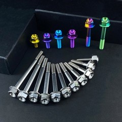 6 Pcs Titanium Bolt Flange Head Hex Screw M8x15/20/25/30/35/40/45/50/55/60/65mm