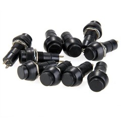 10x On/Off Push Button Bolt-On Switch Black Button Push-To-Make Self-Locking 12V