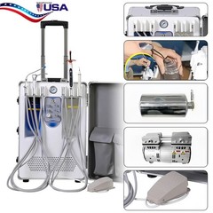 Portable Dental Delivery Unit Syringe Suction Turbine With Air Compressor 4Hole