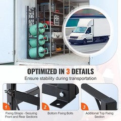 3-Shelf Refrigerant Cylinder Rack 12.79×12.99×47.12in 3x30lb + 3xSmall