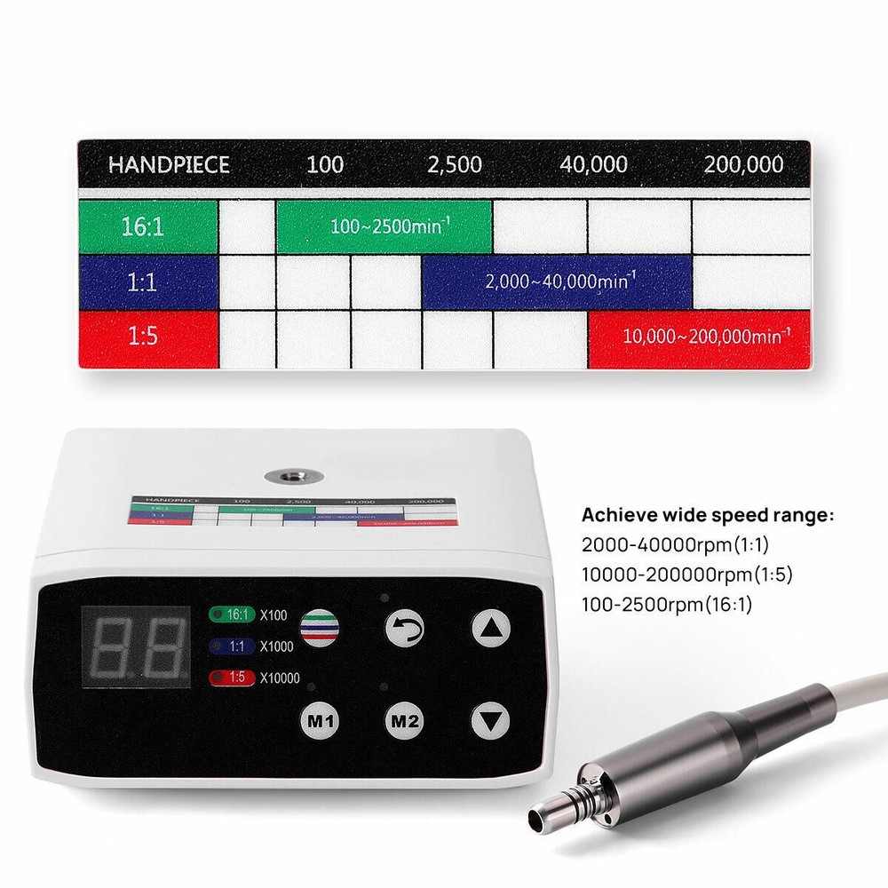 NSK Style Dental Electric Motor / 1:5 LED Fiber Optic Contra Angle Handpiece YBB