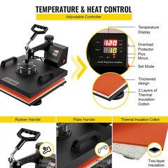 8-In-1 Heat Press 15 In. X15 In. Digital Transfer Sublimation Machine for T-Shir
