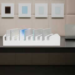 10-Slot Tile Display Rack Tabletop 45° Sample Stand White Iron
