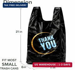 YoYoRain 100 Count Plastic Bags – Black T Shirt Bags with Handle for Retail Shop