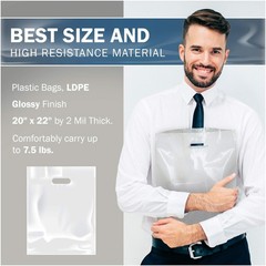 Extra Large White Merchandise Bags – Glossy Plastic Perfect for Retail – 100 Pac