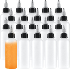 20 Pack 4Oz Boston Squeeze Bottles, Clear Plastic Dispensing Bottles with Twist