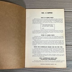OEM CAT Caterpillar Parts Book No. 8 Ripper s/n 53E1 UP Form UE034136 Vtg 1967