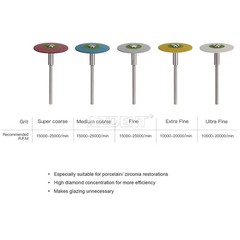 5 Types Dental Rubber Diamond Polisher Wheel Disc HP For Porcelain/Zirconia 26MM