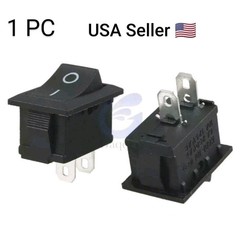 1 PC Black Push Button Mini Switch 6A-10A 250V KCD1-101 2Pin Snap-in On/Off