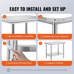 Stainless Steel Work Table 24x36in Commercial Kitchen Equipment Food Prep Table