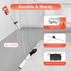21V Cordless Concrete Vibrator Surface Power Trowel Electric Wet Cement Screed